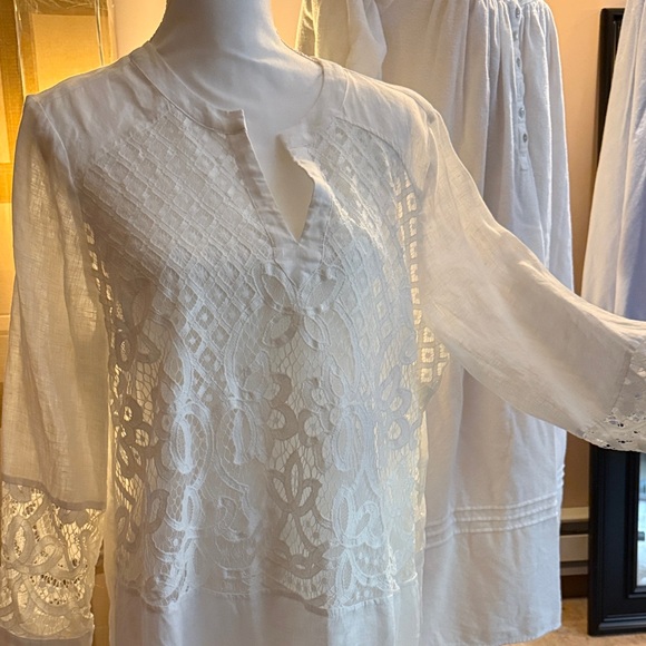 Chico's Tops - Chico's White Linen Lace Blouse